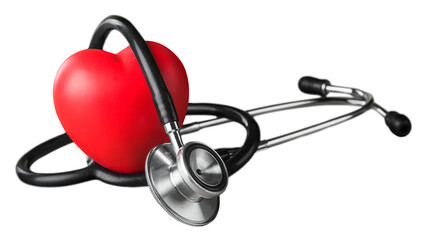 Medical stethoscope and toy red heart