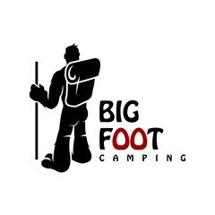 big foot camping logo design vector