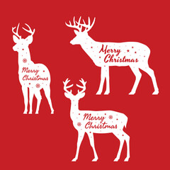 Merry Christmas Deer Red Background