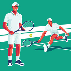 Tennis Sport Character Man Vector Illustration