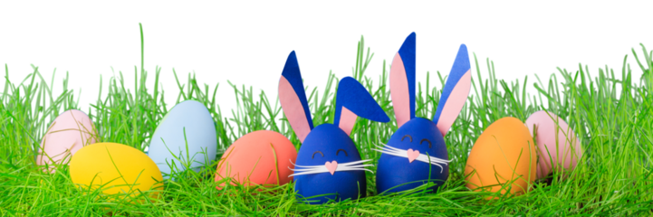 Cute bunny made of easter eggs. Happy Easter