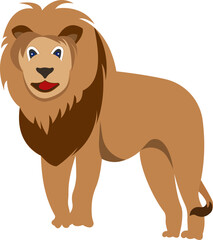 African lion with brown fur and mane.
