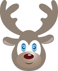 Cartoon deer head. Deer with antlers. Wild animal.
