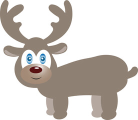 Cartoon deer. Deer with antlers. Wild animal.