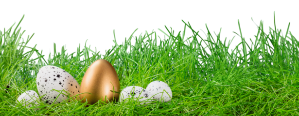 Colored Easter eggs with a green grass