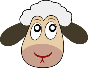 Cartoon lamb head. A young sheep with white wool.