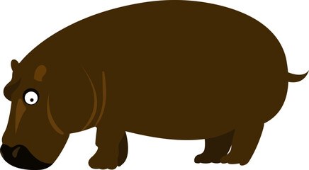 Cartoon fat hippo. Cheerful smiling animal. Sea animal.