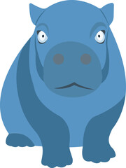 Cartoon fat hippopotamus. Cheerful smiling animal. Sea animal.