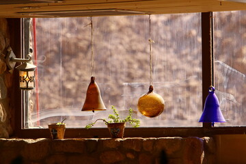 A small window in a residential building in a big city