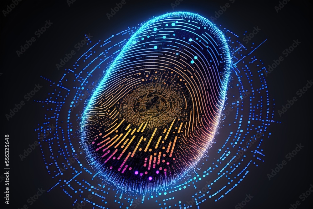 Poster cybersecurity innovations based on fingerprint biometric scanning. generative ai