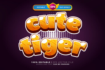 Cute Tiger cartoon adventure Bold 3D Editable text Effect Style