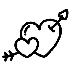Doodle love heart cute hand drawn.