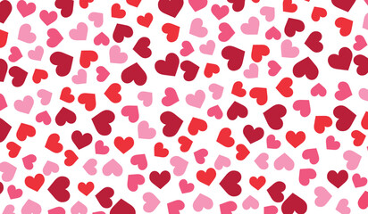 Abstract seamless pattern with pink hearts on white background. Universal print.