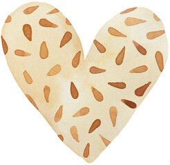 Watercolor yellow heart. Drop pattern.