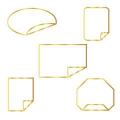 Many angles figure note frame, label, paper stamp, blank sticker, folded edge, light blue rectangle shape