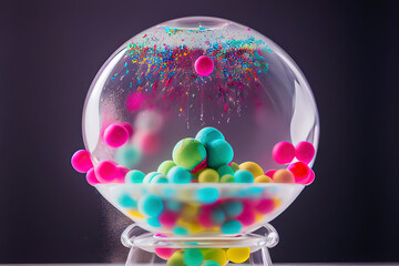 A glass bauble filled with colourful smoke