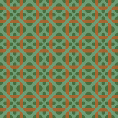 seamless green pattern with symmetric orange elements