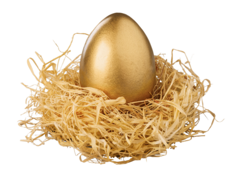 Beautiful colored golden easter eggs in the nest