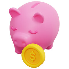 piggy bank 3d render icon illustration