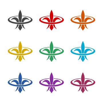 Fleur De Lis icon isolated on white background. Set icons colorful