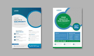 medical care poster and flyer template design