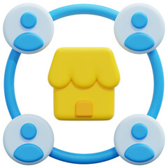 market 3d render icon illustration