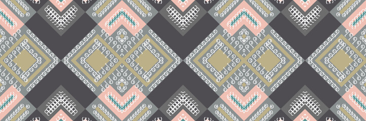 Ikat Seamless Pattern  ikat texture batik textile seamless pattern digital vector design for Print saree Kurti Borneo Fabric border brush symbols swatches designer