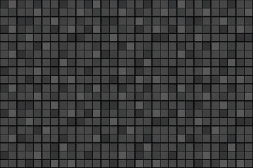 Black ceramic square tiles pattern horizontal background. Elegant home interior, bathroom and kitchen wall and floor texture. Vector dark grey glossy brick wall background