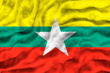 National flag of Myanmar. Background    with flag o Myanmar.