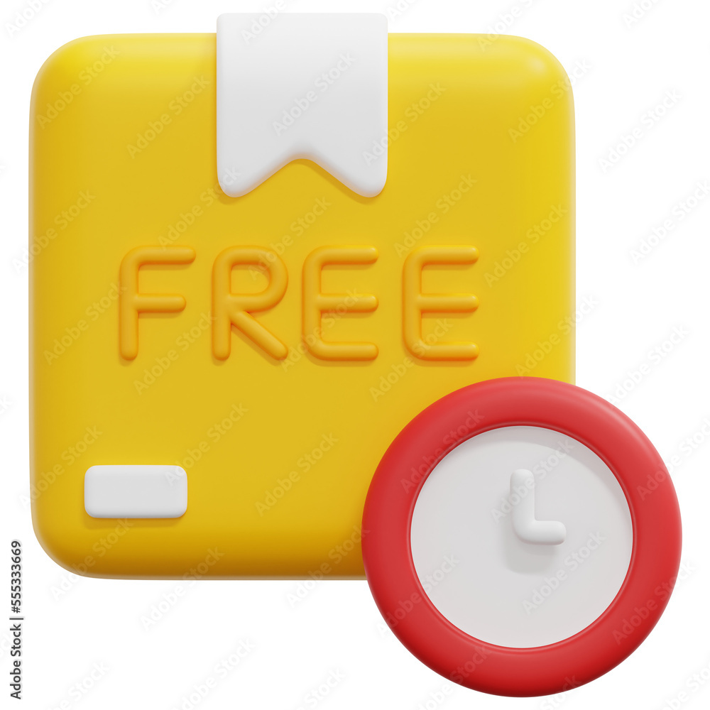 Sticker free delivery 3d render icon illustration