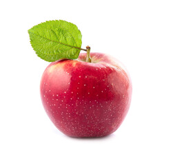 Single apples with leaves