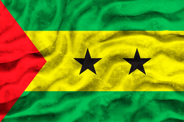 National flag of Sao tome and principe. Background  with flag of Sao tome and principe.