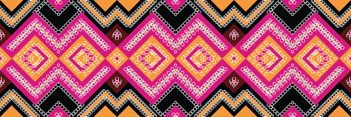 Ethnic Aztec Ikat Seamless Pattern Textile ikat Aztec seamless pattern digital vector design for Print saree Kurti Borneo Fabric Aztec brush symbols swatches stylish