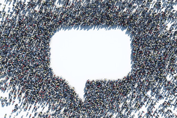 crowd forming a talk bubble, 3d render - 555334469