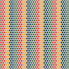 polka dots on retro colorful seamless vector pattern, yellow dots, red dots, green dots