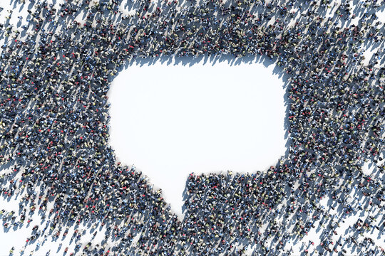 crowd forming a talk bubble, 3d render