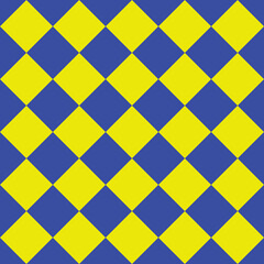 diagonal chess board yellow and blue color vector seamless pattern