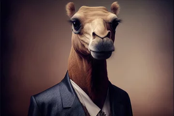 Foto op Plexiglas Portrait of camel in a business suit, generative ai © viperagp