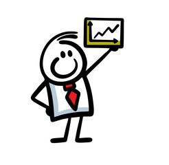 An office worker demonstrates a schedule of successful profit growth and talks about the companys income.