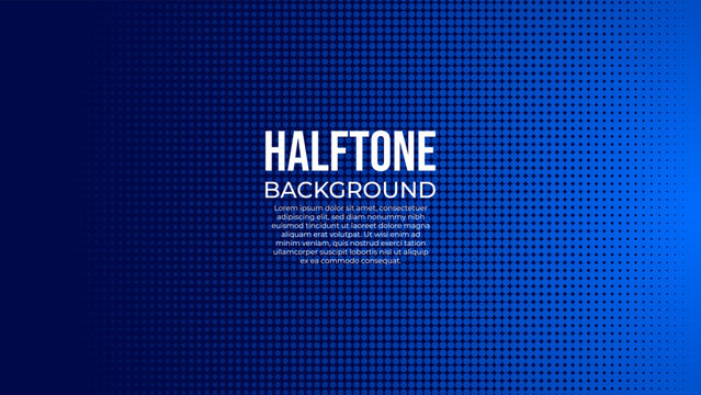 Abstract background vector with gradient blue color halftone texture, simple design banner with copy space text