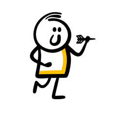 A young athlete throws a dart at the target.