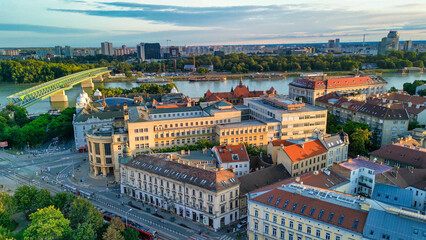 Fototapeta na wymiar Aerial view of Bratislava city skyline on a summer afternoon, Slovakia
