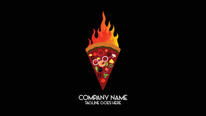 Hot Spicy Pizza With Fire Logo