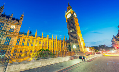 Westminster at night. London city lights