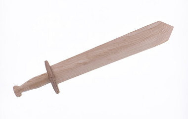 wooden spartan sword isolated on white background