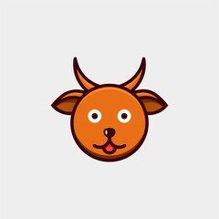 cute goat cartoon design logo