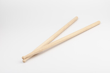 Wooden drumsticks isolated on white background. musical instrument.
