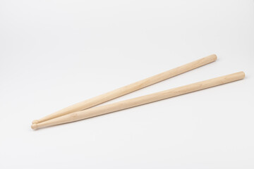 Wooden drumsticks isolated on white background. musical instrument.