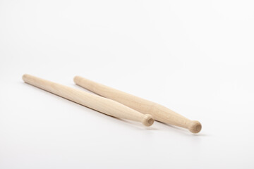 Wooden drumsticks isolated on white background. musical instrument.