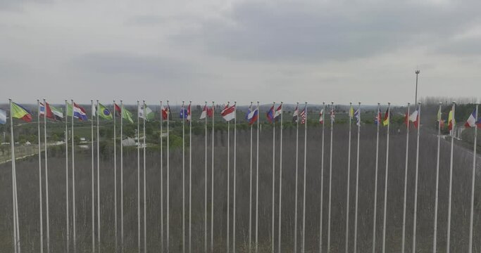 World flags on the square